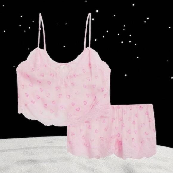 SKIMS Sz 2X 16/18 Romance Silk Lace Camisole Shorts Set Pajamas Cherry Blossom - Picture 7 of 7